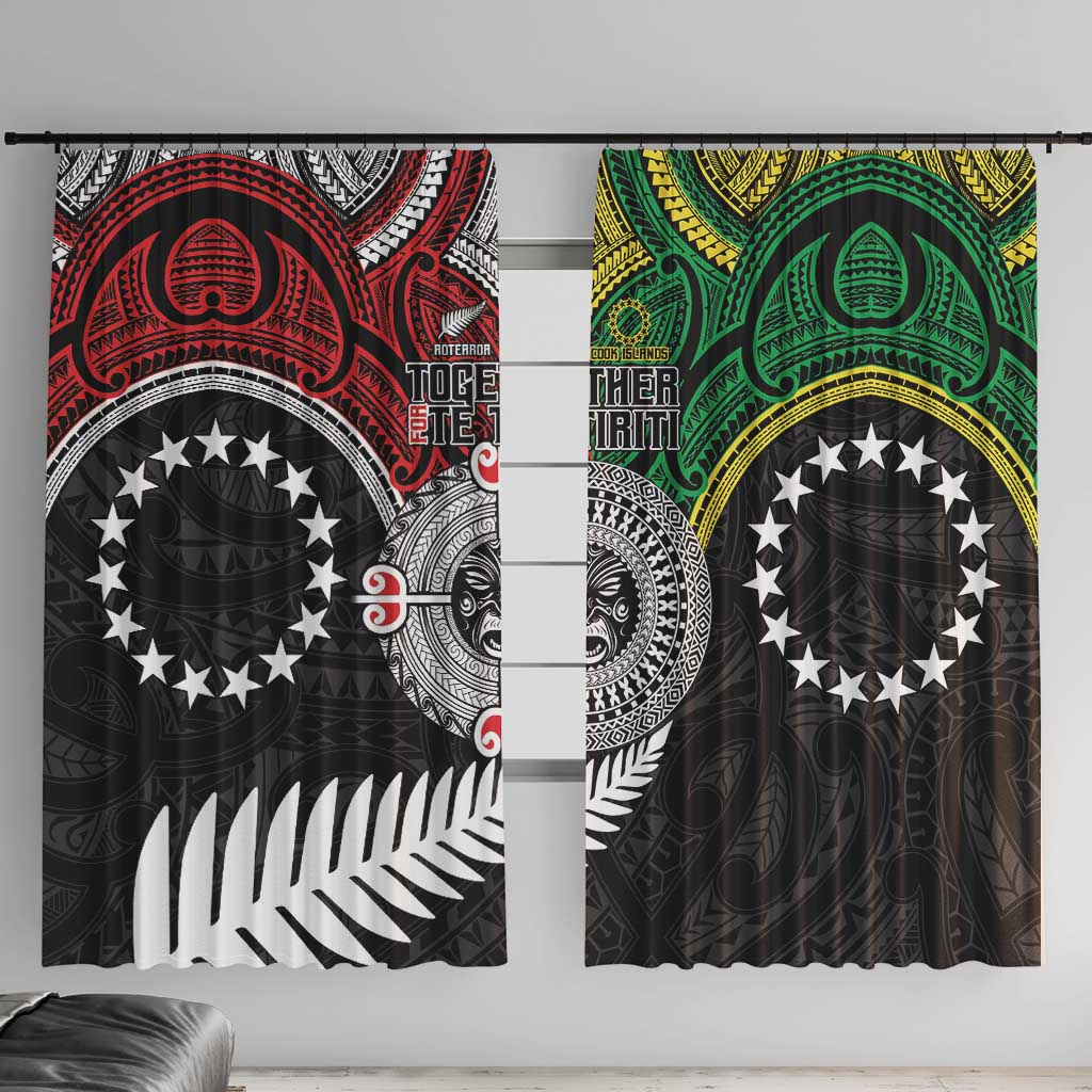 Aotearoa and Cook Islands Mo Te Tiriti Window Curtain New Zealand Honour The Treaty Ake!Ake!Ake! LT9 With Hooks Green - Polynesian Pride