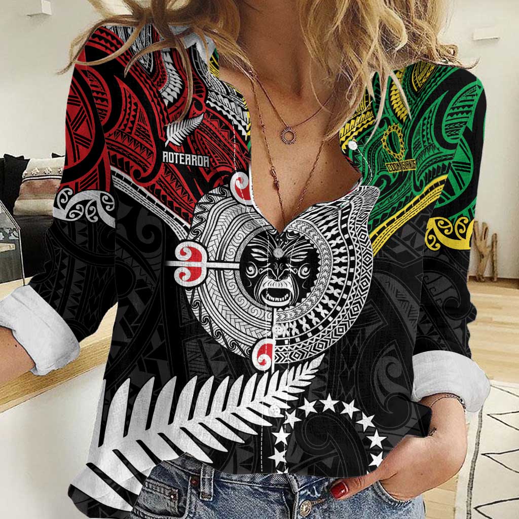 Aotearoa and Cook Islands Mo Te Tiriti Women Casual Shirt New Zealand Honour The Treaty Ake!Ake!Ake!