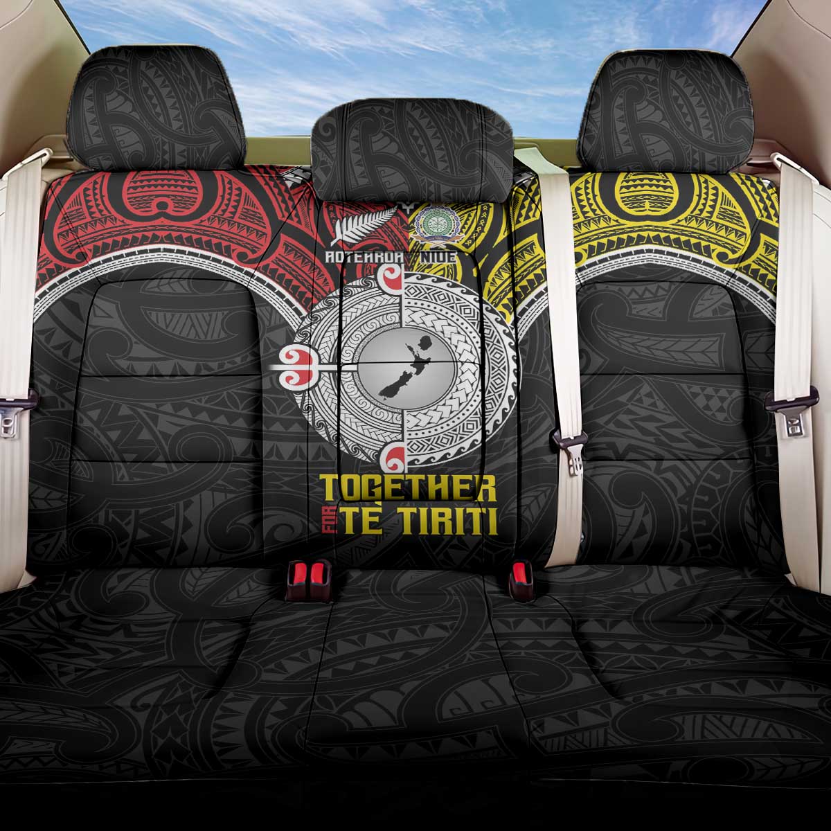 Aotearoa and Niue Mo Te Tiriti Back Car Seat Cover New Zealand Honour The Treaty Ake!Ake!Ake!