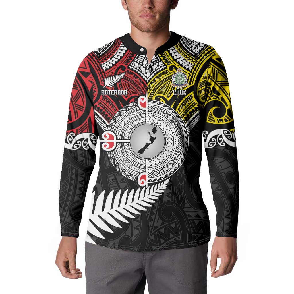 Aotearoa and Niue Mo Te Tiriti Button Sweatshirt New Zealand Honour The Treaty Ake!Ake!Ake! LT9 - Polynesian Pride