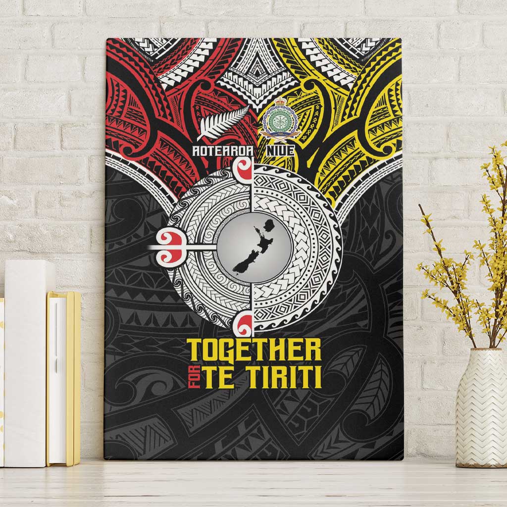 Aotearoa and Niue Mo Te Tiriti Canvas Wall Art New Zealand Honour The Treaty Ake!Ake!Ake!