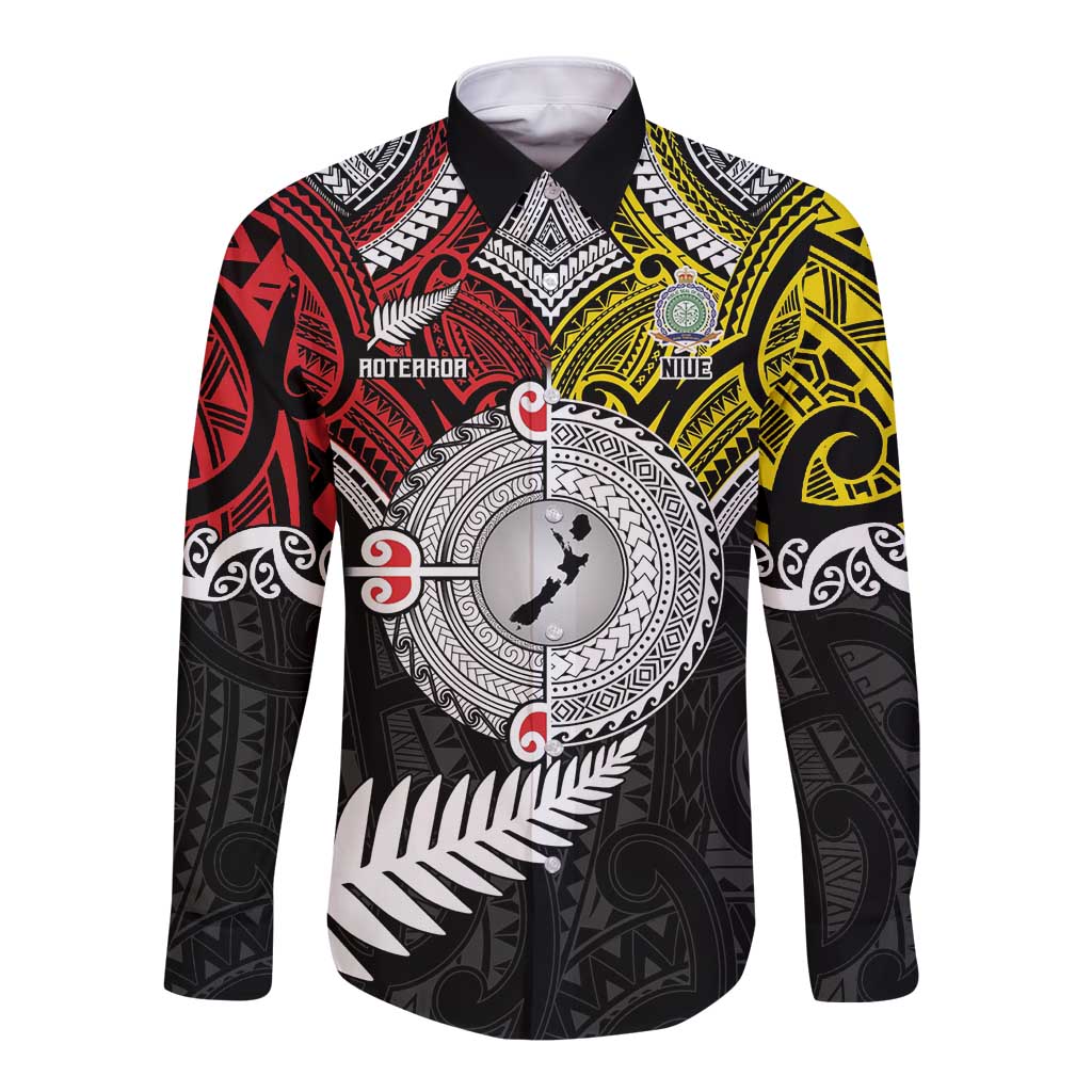 Aotearoa and Niue Mo Te Tiriti Long Sleeve Button Shirt New Zealand Honour The Treaty Ake!Ake!Ake!