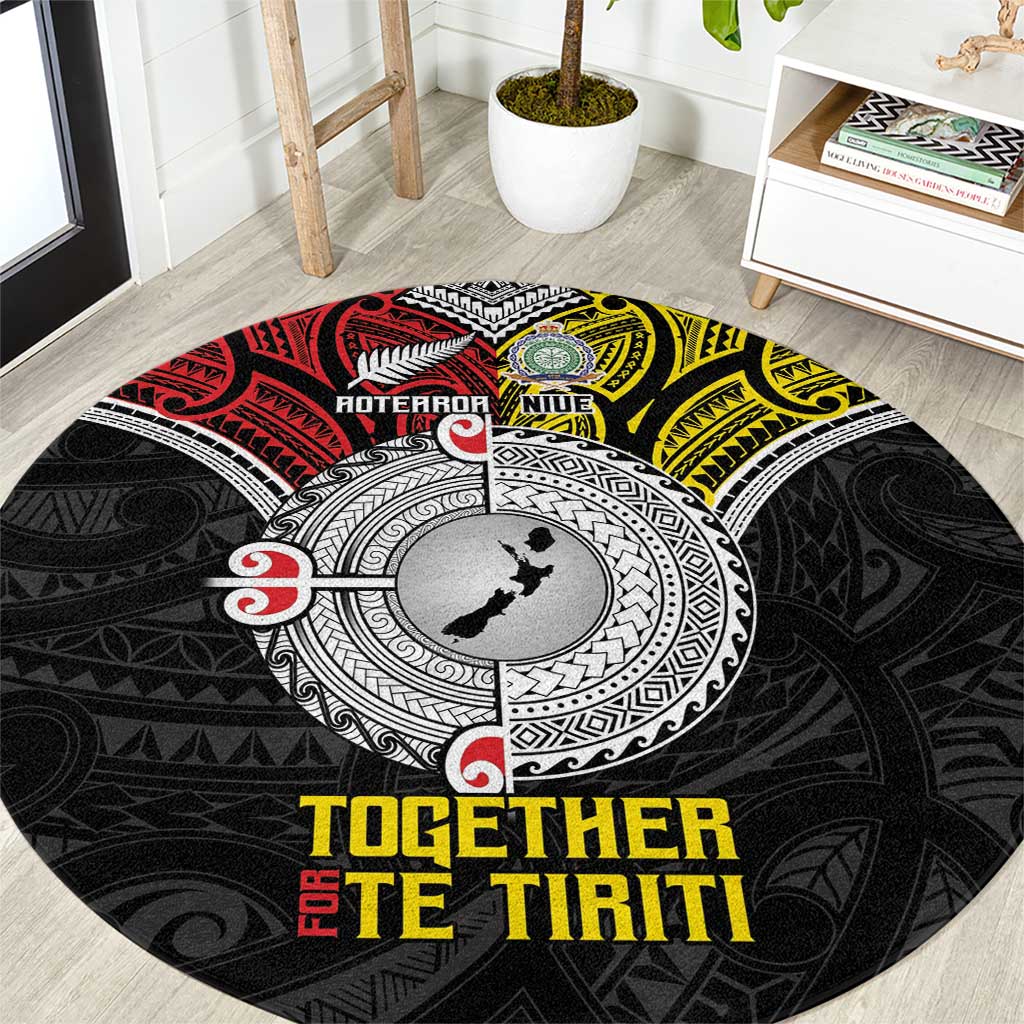 Aotearoa and Niue Mo Te Tiriti Round Carpet New Zealand Honour The Treaty Ake!Ake!Ake!