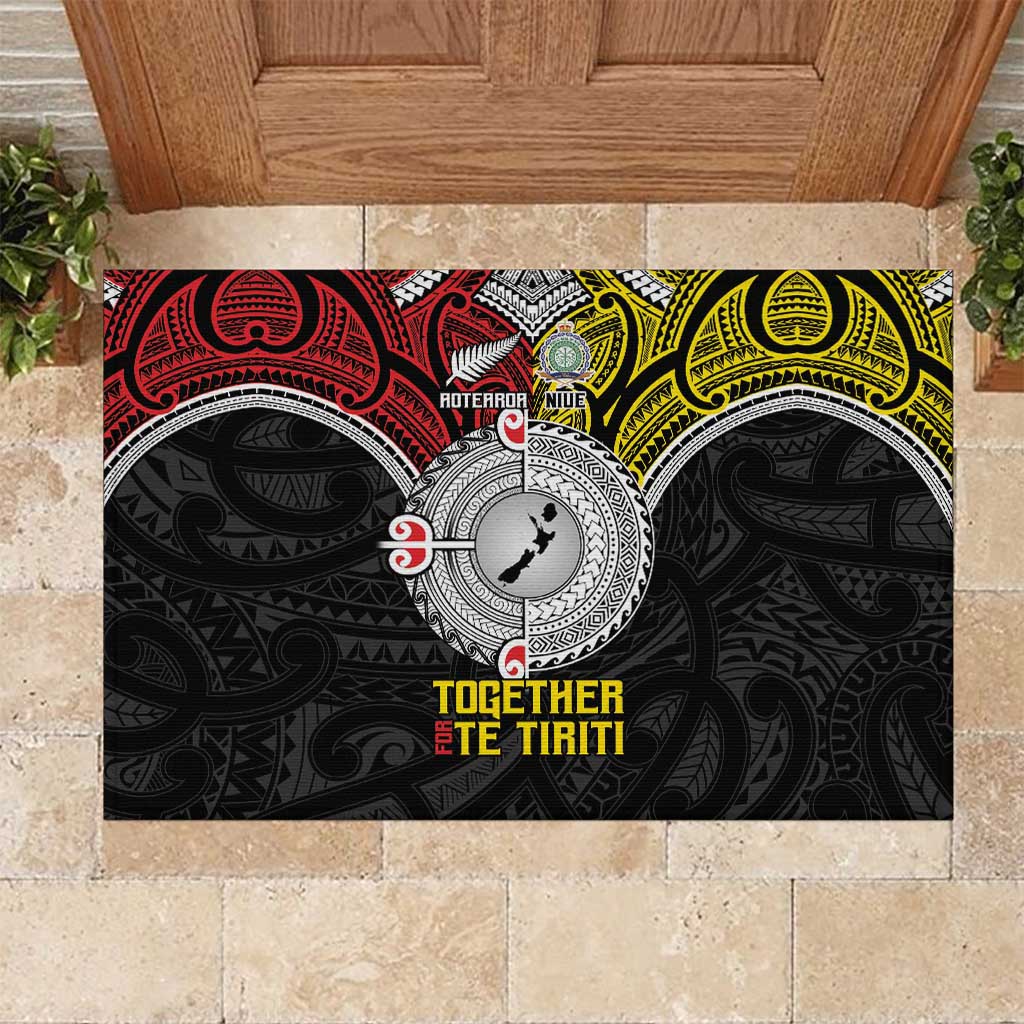 Aotearoa and Niue Mo Te Tiriti Rubber Doormat New Zealand Honour The Treaty Ake!Ake!Ake!