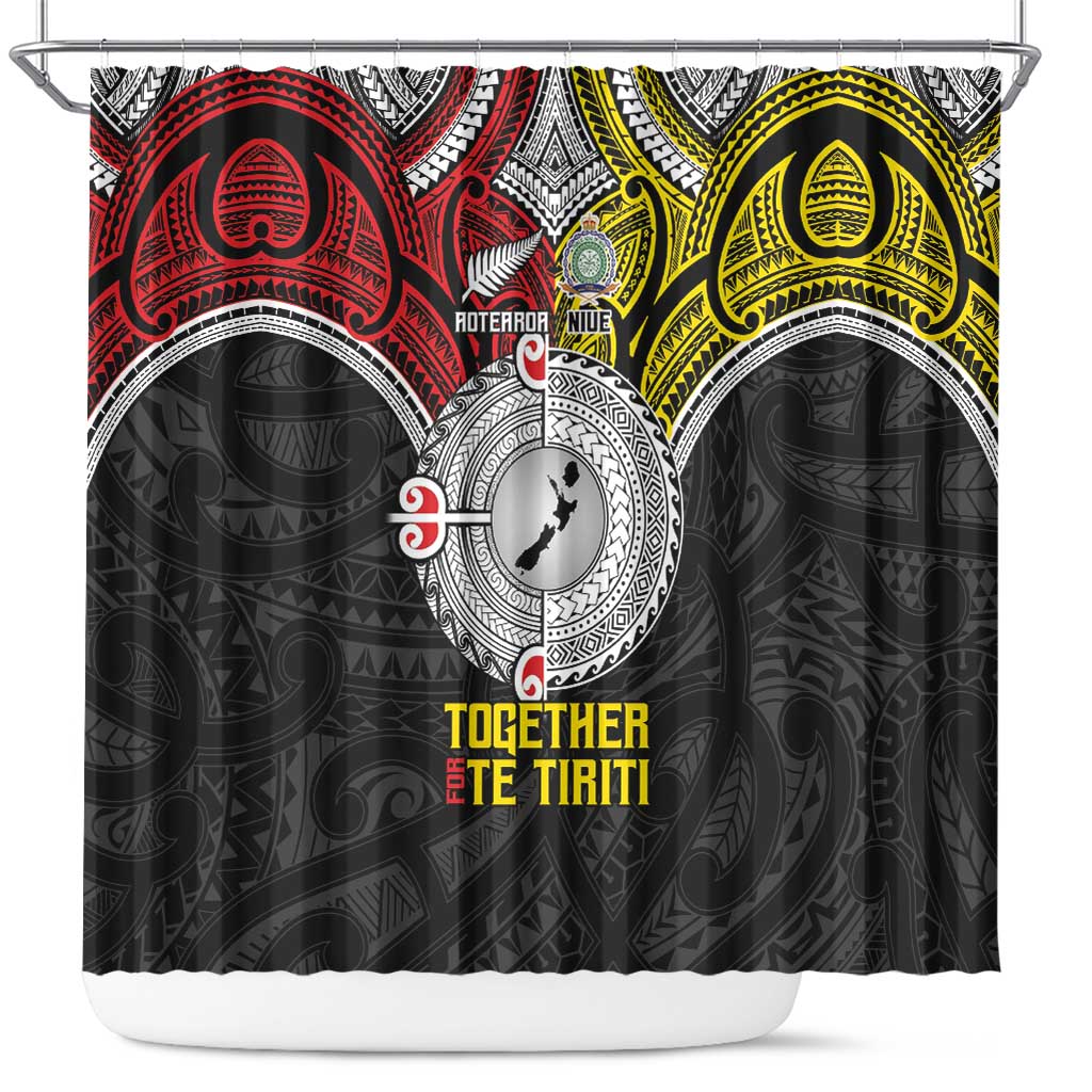 Aotearoa and Niue Mo Te Tiriti Shower Curtain New Zealand Honour The Treaty Ake!Ake!Ake!