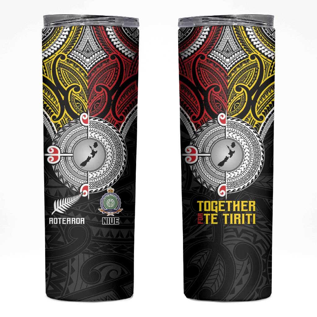 Aotearoa and Niue Mo Te Tiriti Skinny Tumbler New Zealand Honour The Treaty Ake!Ake!Ake!