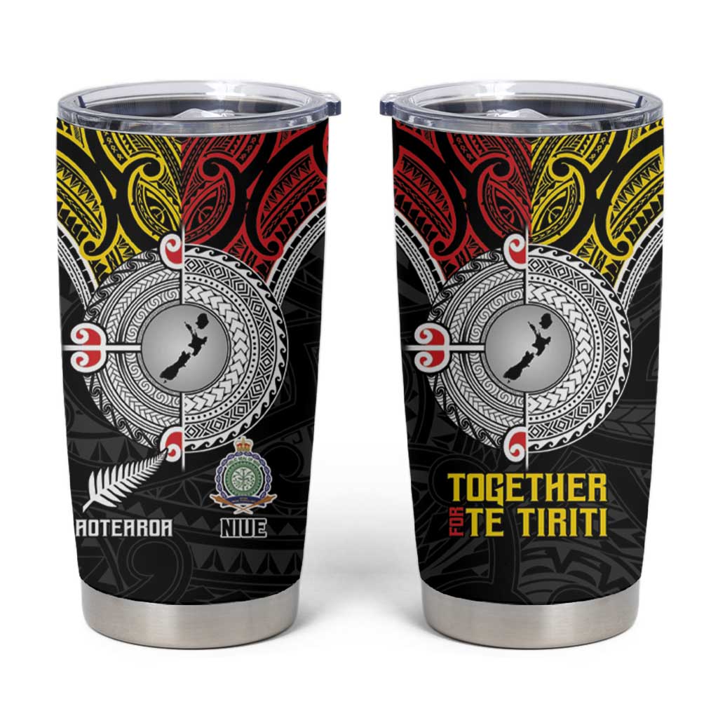 Aotearoa and Niue Mo Te Tiriti Tumbler Cup New Zealand Honour The Treaty Ake!Ake!Ake! LT9 Gold - Polynesian Pride