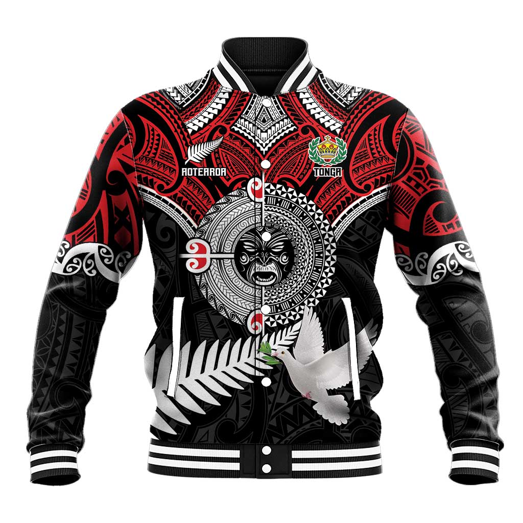 Aotearoa and Tonga Mo Te Tiriti Baseball Jacket New Zealand Honour The Treaty Ake!Ake!Ake! LT9 Unisex Red - Polynesian Pride