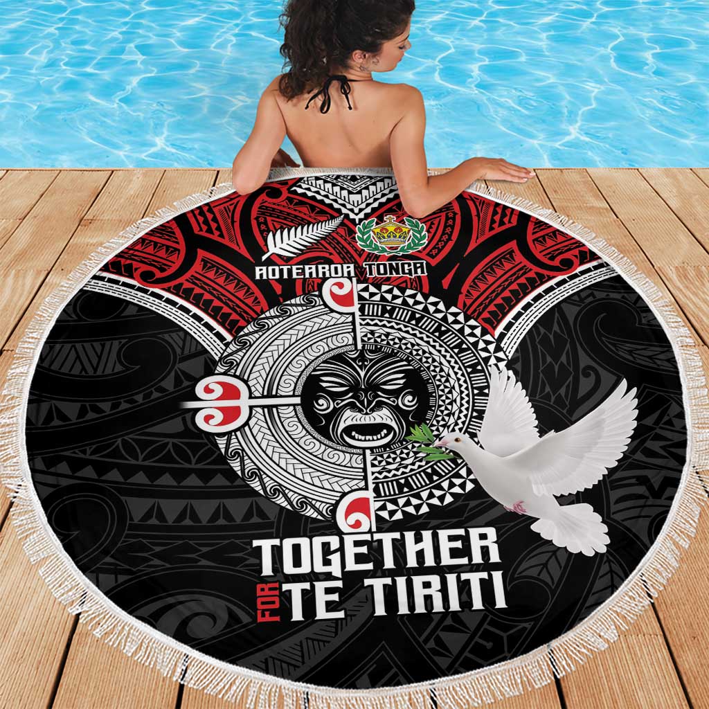 Aotearoa and Tonga Mo Te Tiriti Beach Blanket New Zealand Honour The Treaty Ake!Ake!Ake! LT9 - Polynesian Pride