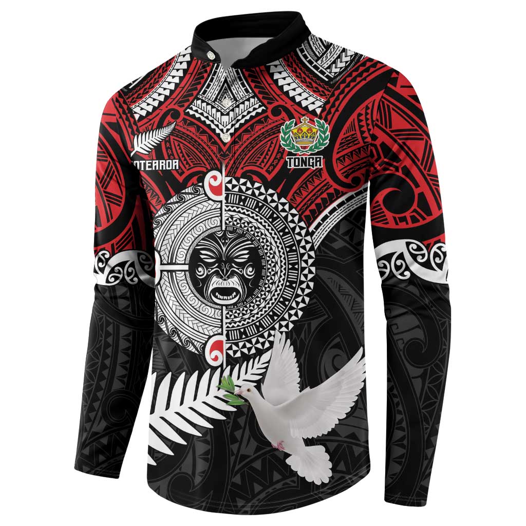 Aotearoa and Tonga Mo Te Tiriti Button Sweatshirt New Zealand Honour The Treaty Ake!Ake!Ake! LT9 - Polynesian Pride