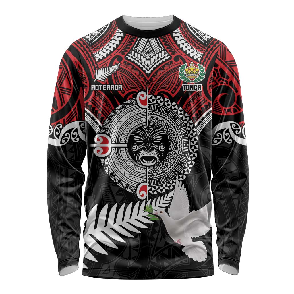 Aotearoa and Tonga Mo Te Tiriti Long Sleeve Shirt New Zealand Honour The Treaty Ake!Ake!Ake!