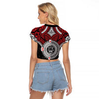 Aotearoa and Tonga Mo Te Tiriti Raglan Cropped T Shirt New Zealand Honour The Treaty Ake!Ake!Ake! LT9 - Polynesian Pride