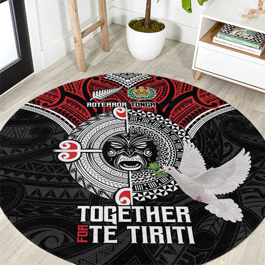 Aotearoa and Tonga Mo Te Tiriti Round Carpet New Zealand Honour The Treaty Ake!Ake!Ake!