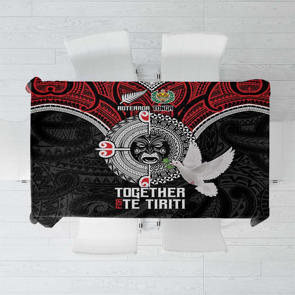 Aotearoa and Tonga Mo Te Tiriti Tablecloth New Zealand Honour The Treaty Ake!Ake!Ake! LT9 Red - Polynesian Pride