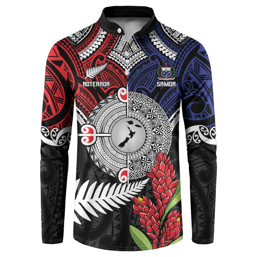 Aotearoa and Samoa Mo Te Tiriti Button Sweatshirt Tangata Moana Stand with Tangata Whenua