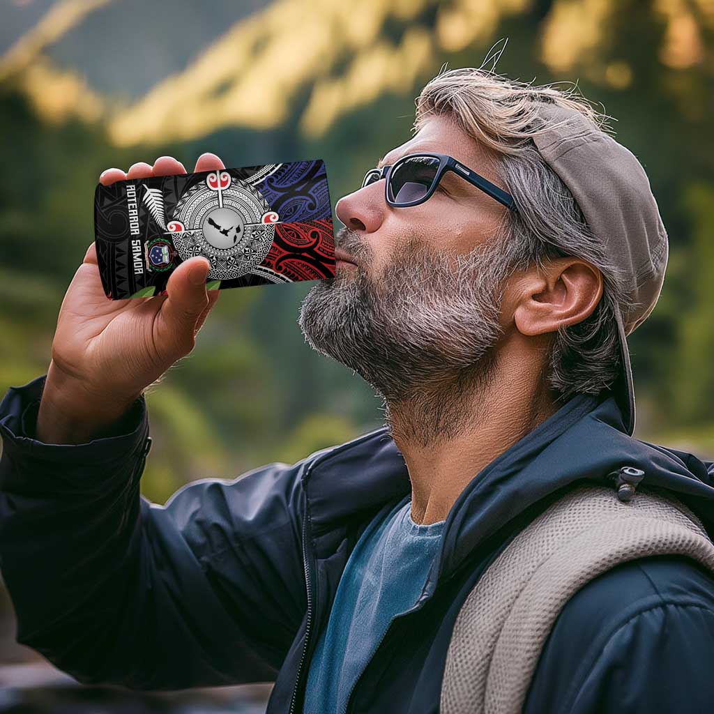 Aotearoa and Samoa Mo Te Tiriti 4 in 1 Can Cooler Tumbler Tangata Moana Stand with Tangata Whenua