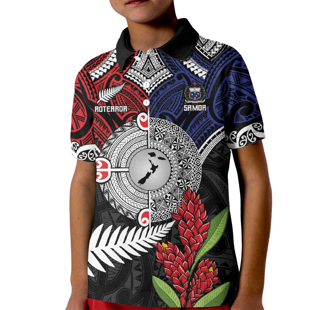 Aotearoa and Samoa Mo Te Tiriti Kid Polo Shirt Tangata Moana Stand with Tangata Whenua