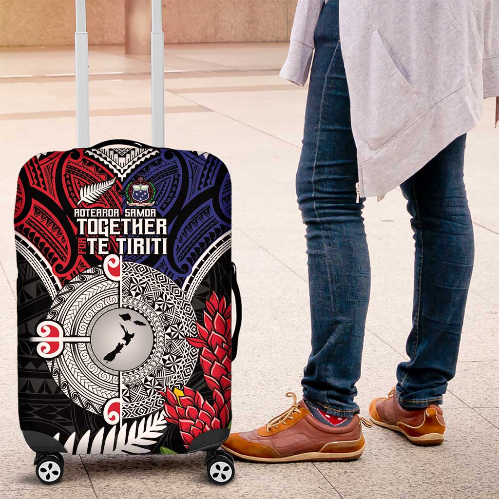 Aotearoa and Samoa Mo Te Tiriti Luggage Cover Tangata Moana Stand with Tangata Whenua