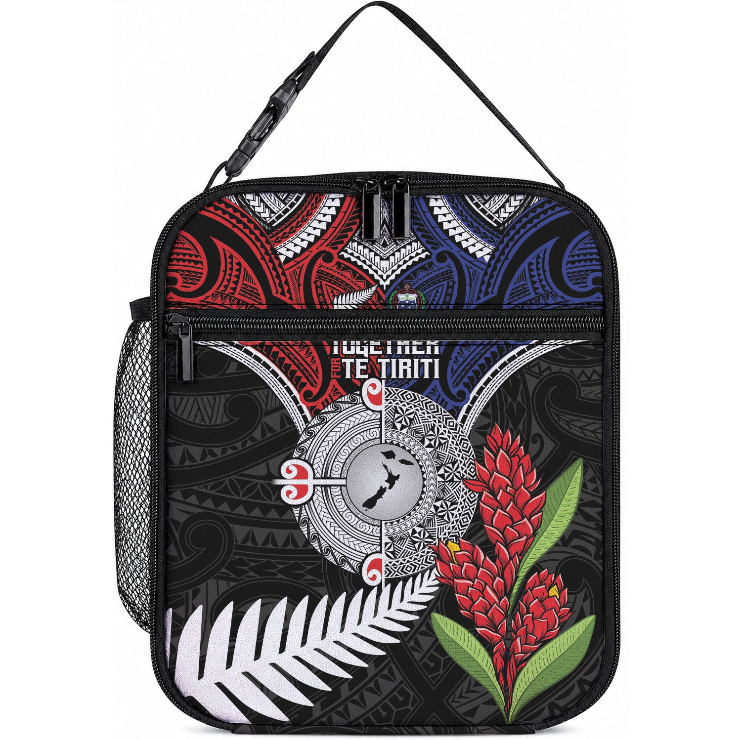 Aotearoa and Samoa Mo Te Tiriti Lunch Bag Tangata Moana Stand with Tangata Whenua LT9 10.2 × 8.3 × 4.3 inch Blue - Polynesian Pride
