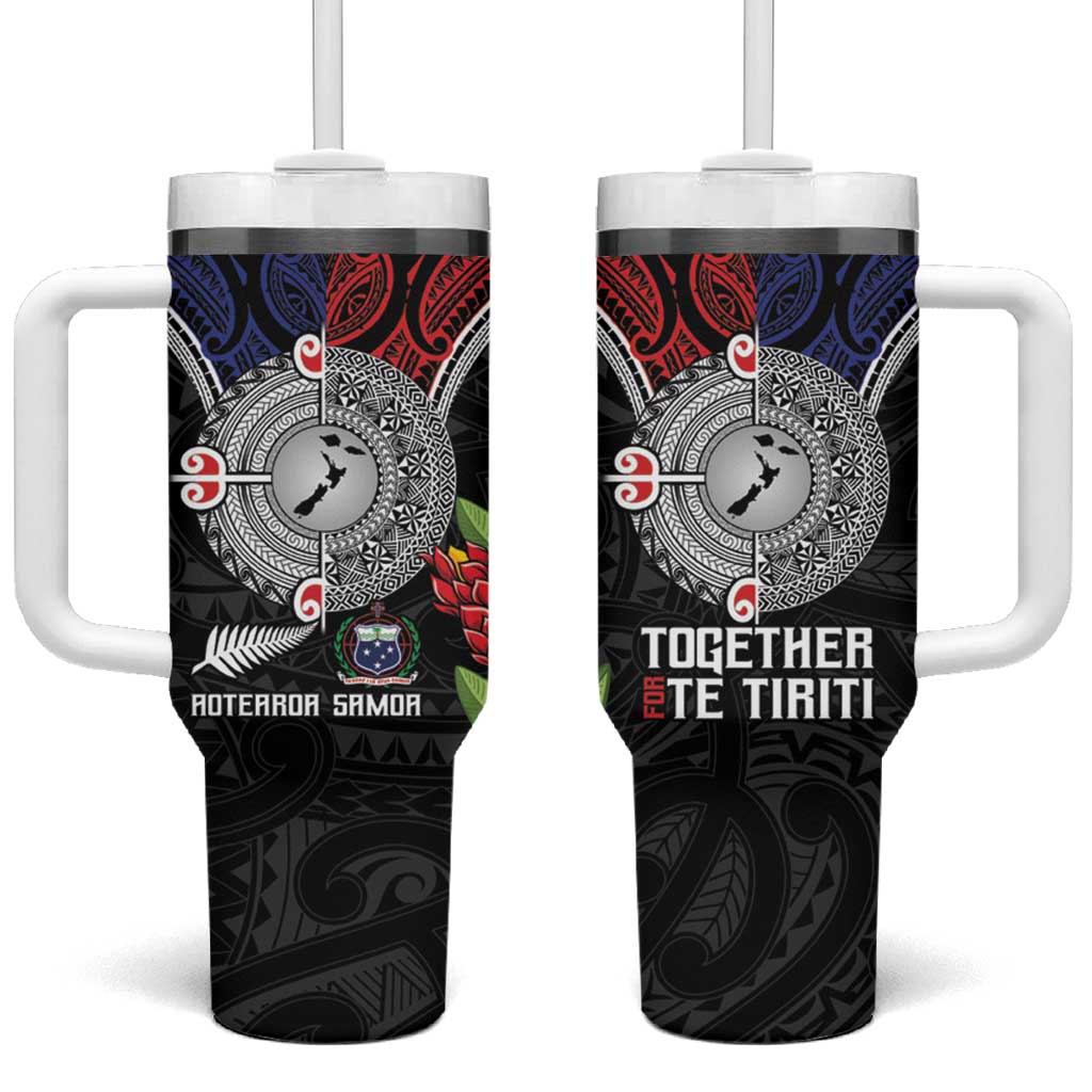 Aotearoa and Samoa Mo Te Tiriti Tumbler With Handle Tangata Moana Stand with Tangata Whenua