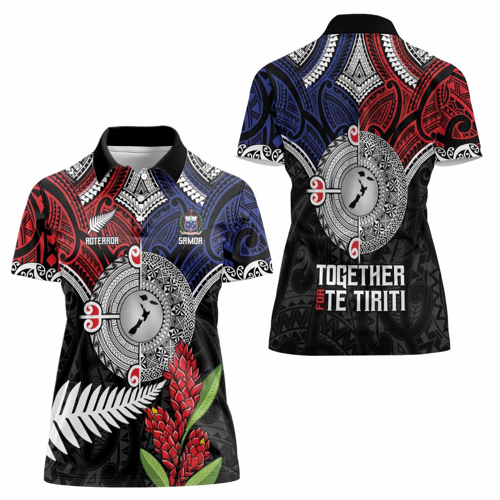 Aotearoa and Samoa Mo Te Tiriti Women Polo Shirt Tangata Moana Stand with Tangata Whenua