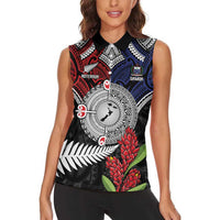 Aotearoa and Samoa Mo Te Tiriti Women Sleeveless Polo Shirt Tangata Moana Stand with Tangata Whenua