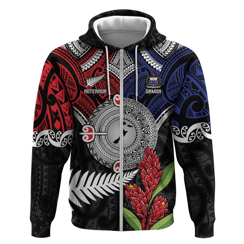 Aotearoa and Samoa Mo Te Tiriti Zip Hoodie Tangata Moana Stand with Tangata Whenua