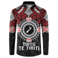 Aotearoa Proud To Be Maori Button Sweatshirt New Zealand Fight Together LT9 Red - Polynesian Pride