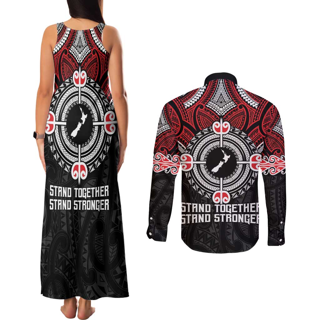 Aotearoa Proud To Be Maori Couples Matching Tank Maxi Dress and Long Sleeve Button Shirt New Zealand Fight Together LT9 - Polynesian Pride