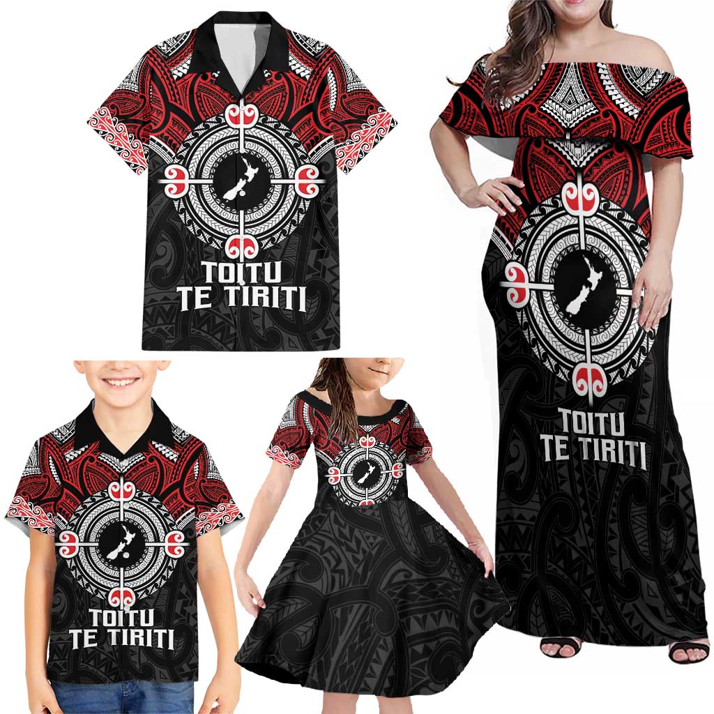 Aotearoa Proud To Be Maori Family Matching Off Shoulder Maxi Dress and Hawaiian Shirt New Zealand Fight Together