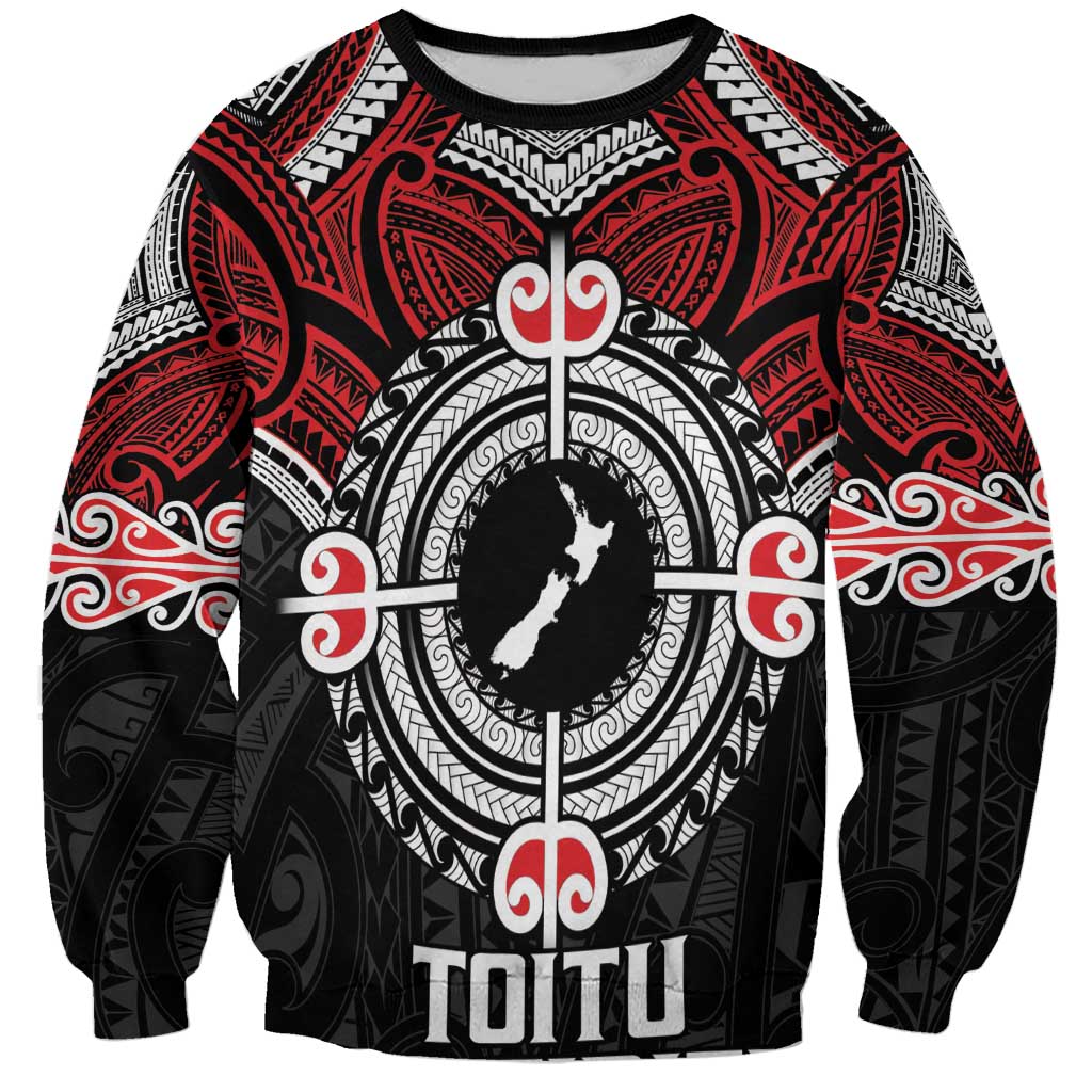 Aotearoa Proud To Be Maori Sweatshirt New Zealand Fight Together LT9 Unisex Red - Polynesian Pride