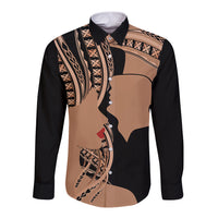 Personalised Valentines Day Romantic Lovers Long Sleeve Button Shirt LT9 Unisex Gold - Polynesian Pride
