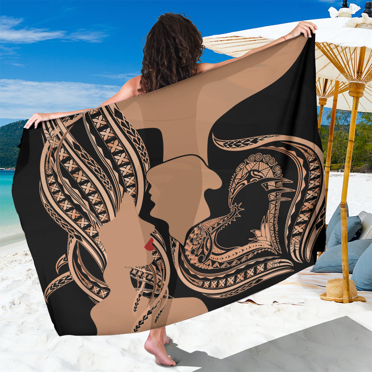 Personalised Valentines Day Romantic Lovers Sarong LT9 One Size 44 x 66 inches Gold - Polynesian Pride