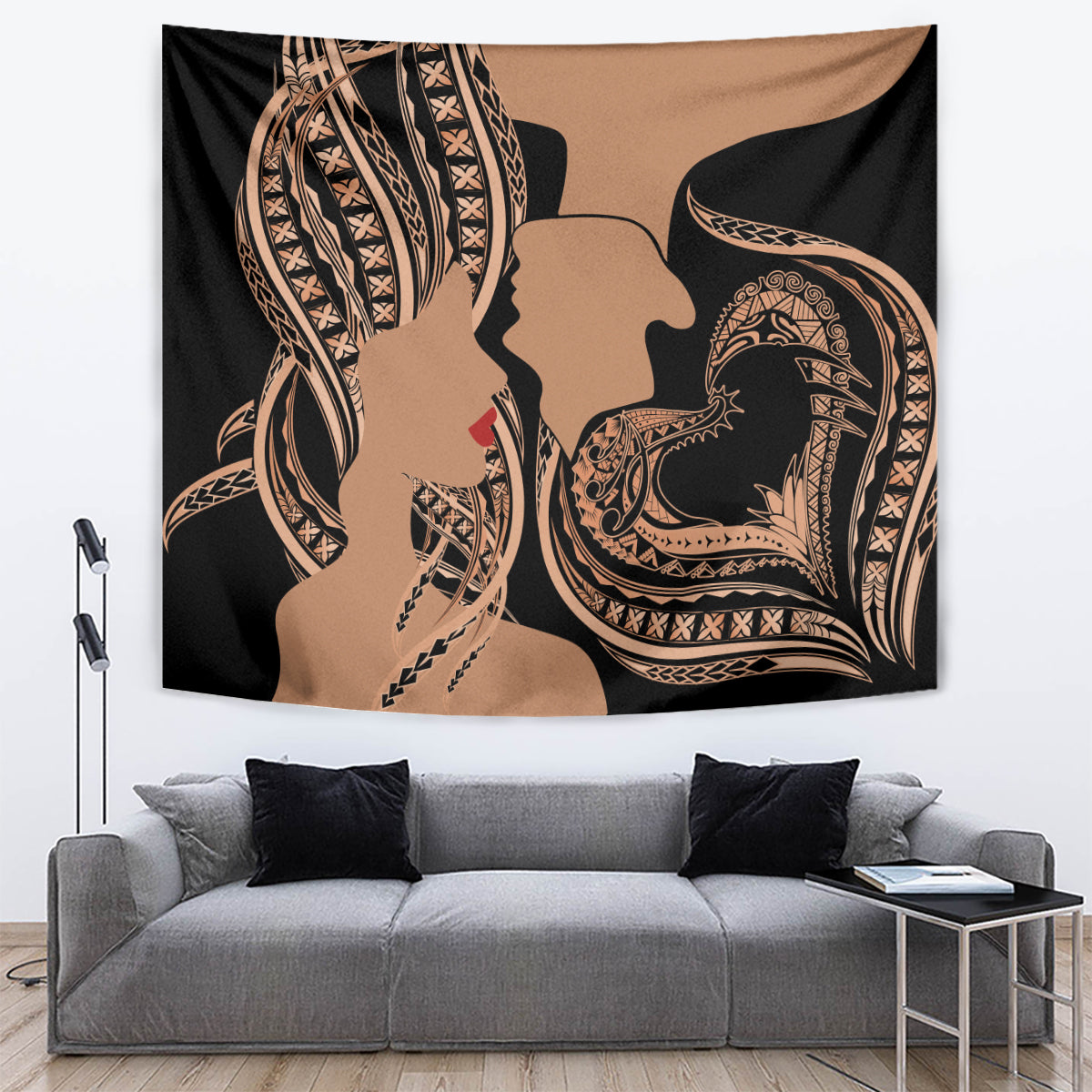 Personalised Valentines Day Romantic Lovers Tapestry LT9 Gold - Polynesian Pride