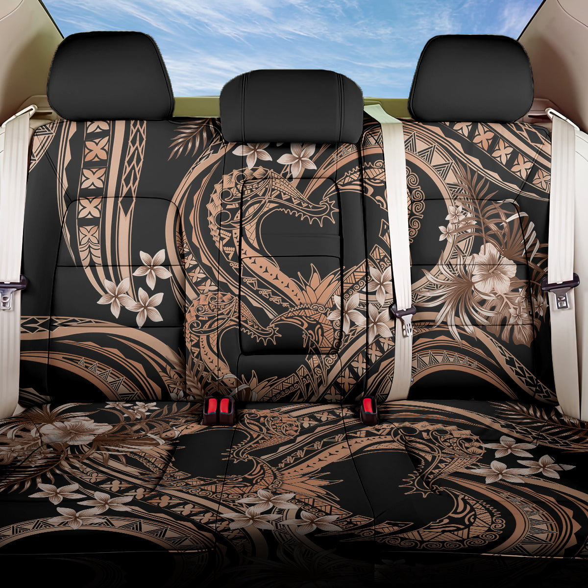 Polynesia Valentines Day Forever In My Heart Tattoo Back Car Seat Cover Gold Style LT9 One Size Gold - Polynesian Pride