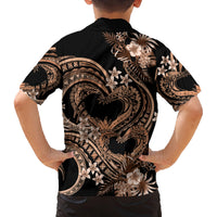 Polynesia Valentines Day Forever In My Heart Tattoo Family Matching Puletasi and Hawaiian Shirt Gold Style LT9 - Polynesian Pride