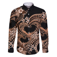 Polynesia Valentines Day Forever In My Heart Tattoo Family Matching Tank Maxi Dress and Hawaiian Shirt Gold Style LT9 Dad's Shirt - Long Sleeve Gold - Polynesian Pride