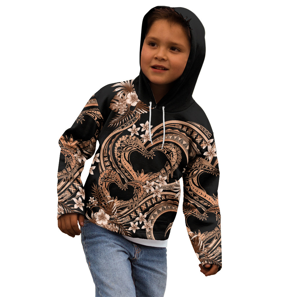 Polynesia Valentines Day Forever In My Heart Tattoo Kid Hoodie Gold Style LT9 - Polynesian Pride