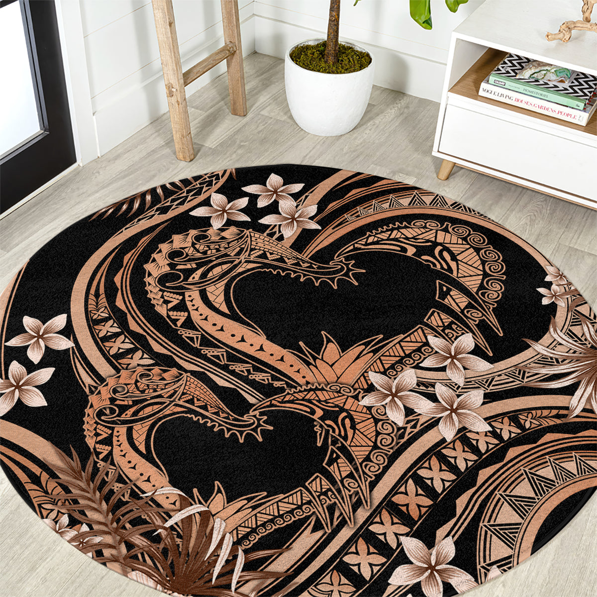 Polynesia Valentines Day Forever In My Heart Tattoo Round Carpet Gold Style LT9 Gold - Polynesian Pride