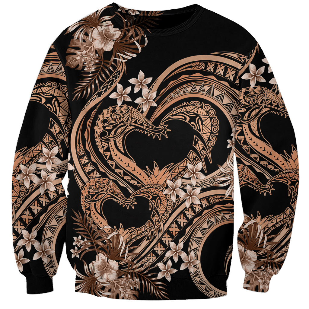 Polynesia Valentines Day Forever In My Heart Tattoo Sweatshirt Gold Style LT9 Unisex Gold - Polynesian Pride