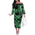 Polynesia Valentines Day Forever In My Heart Tattoo Family Matching Off Shoulder Long Sleeve Dress and Hawaiian Shirt Green Style LT9 Mom's Dress Green - Polynesian Pride