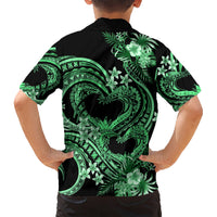 Polynesia Valentines Day Forever In My Heart Tattoo Kid Hawaiian Shirt Green Style LT9 - Polynesian Pride