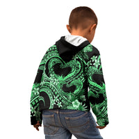 Polynesia Valentines Day Forever In My Heart Tattoo Kid Hoodie Green Style LT9 - Polynesian Pride