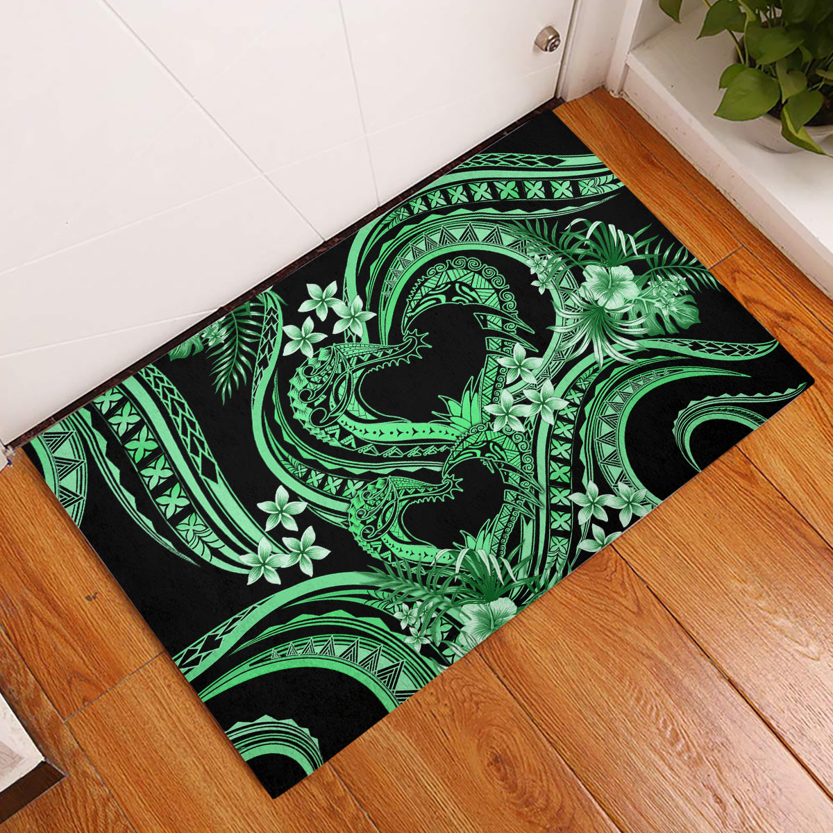 Polynesia Valentines Day Forever In My Heart Tattoo Rubber Doormat Green Style LT9 Green - Polynesian Pride