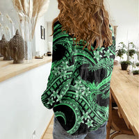 Polynesia Valentines Day Forever In My Heart Tattoo Women Casual Shirt Green Style LT9 - Polynesian Pride