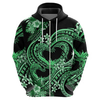 Polynesia Valentines Day Forever In My Heart Tattoo Zip Hoodie Green Style LT9 - Polynesian Pride