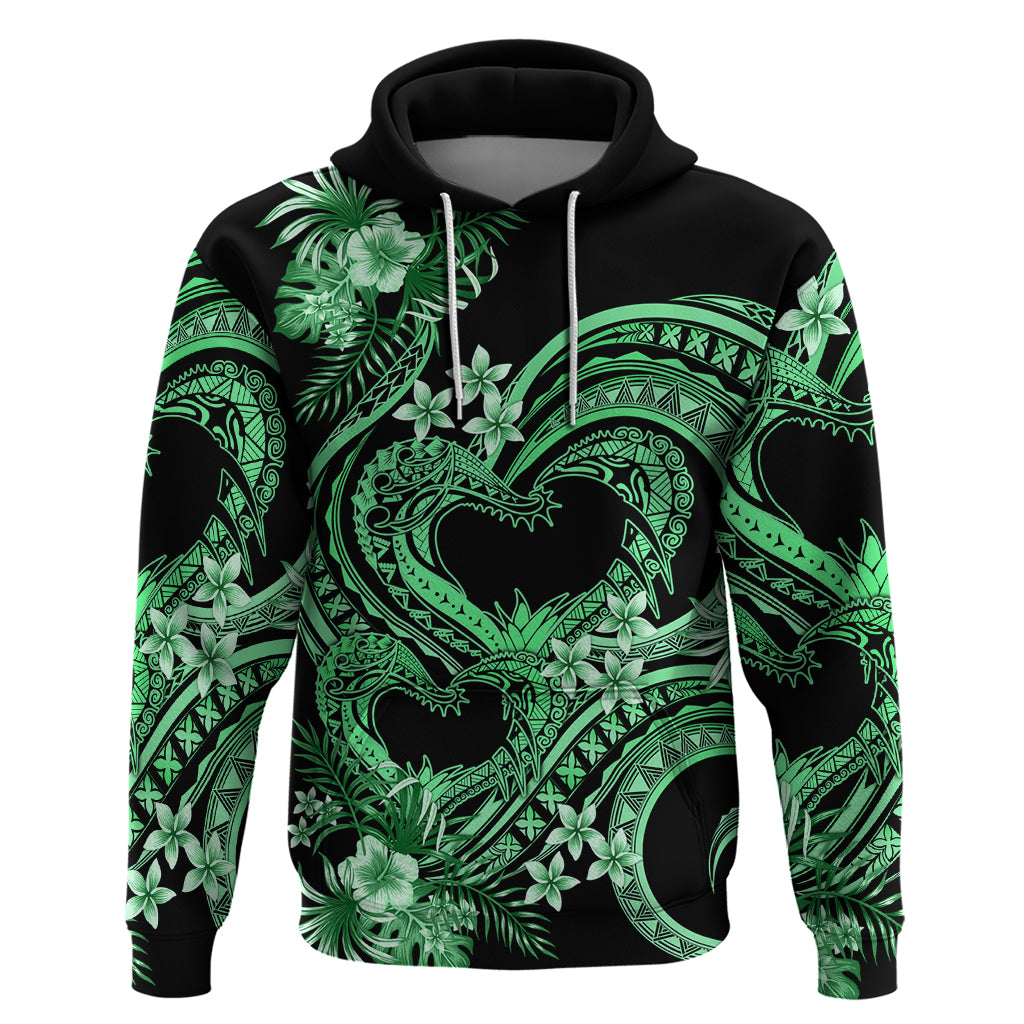 Polynesia Valentines Day Forever In My Heart Tattoo Zip Hoodie Green Style LT9 Pullover Hoodie Green - Polynesian Pride