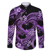 Polynesia Valentines Day Forever In My Heart Tattoo Family Matching Puletasi and Hawaiian Shirt Purple Style LT9 Dad's Shirt - Long Sleeve Purple - Polynesian Pride