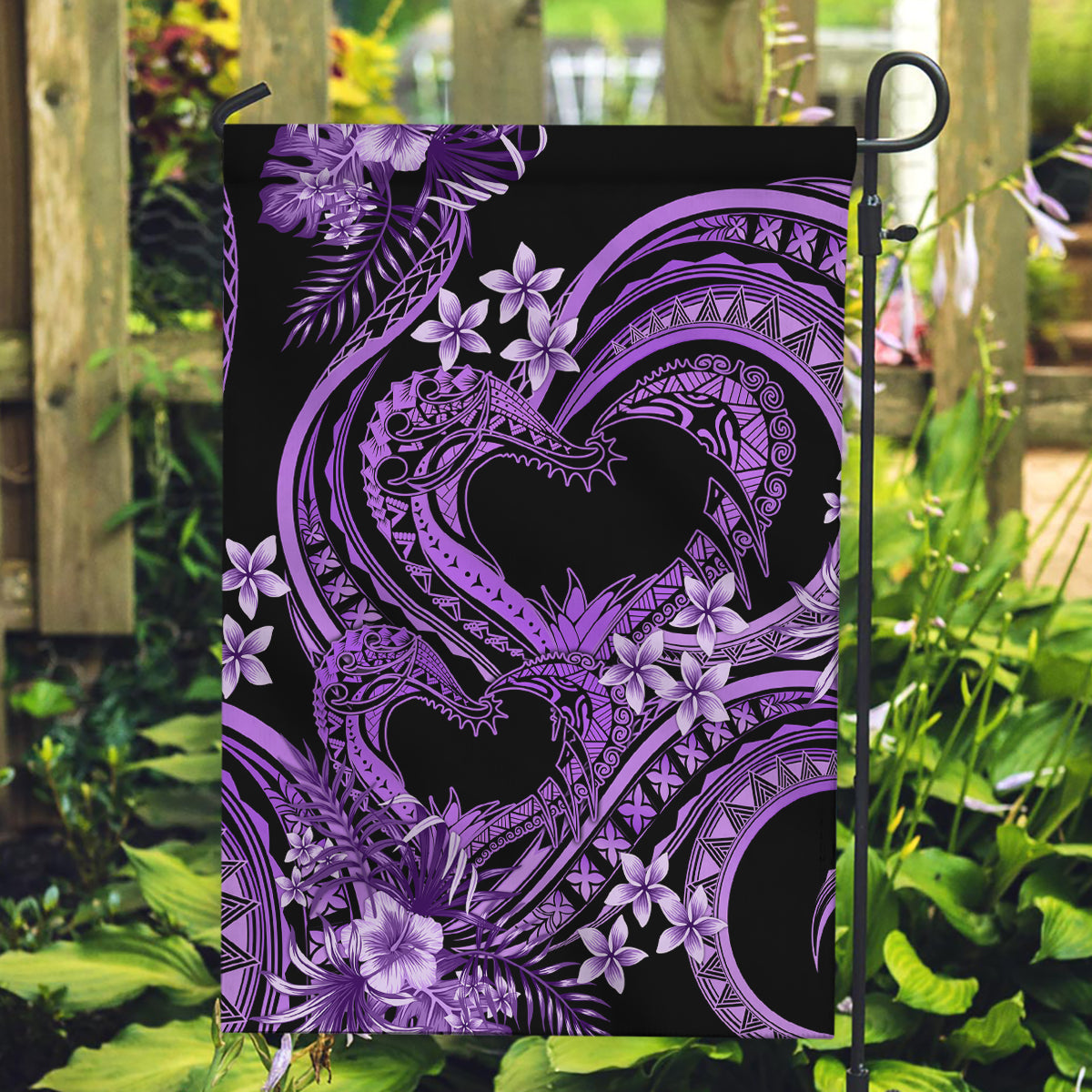 Polynesia Valentines Day Forever In My Heart Tattoo Garden Flag Purple Style LT9 Garden Flag Purple - Polynesian Pride