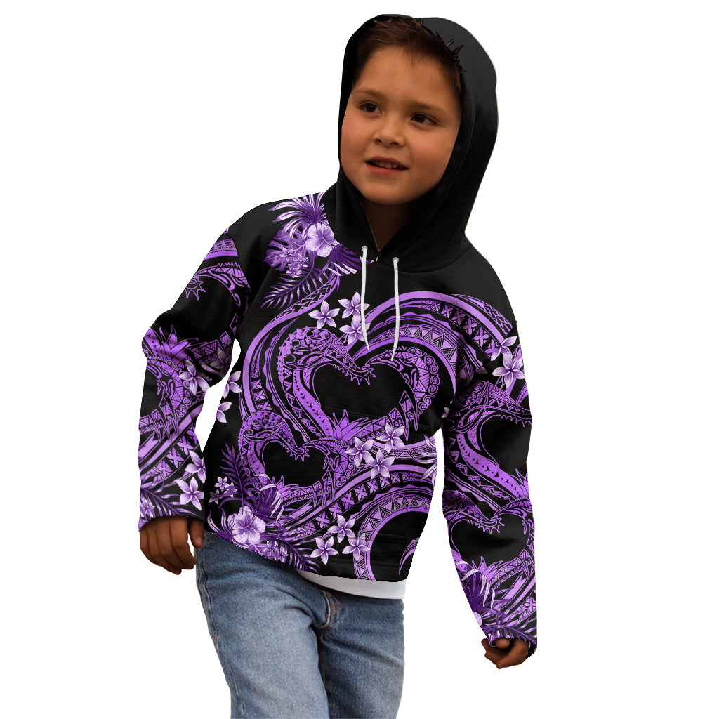 Polynesia Valentines Day Forever In My Heart Tattoo Kid Hoodie Purple Style LT9 - Polynesian Pride
